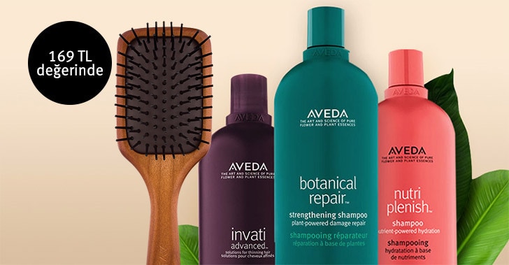Litrelik ürün alışverişlerinizde aveda mini saç fırçası sepette hediyeniz!
